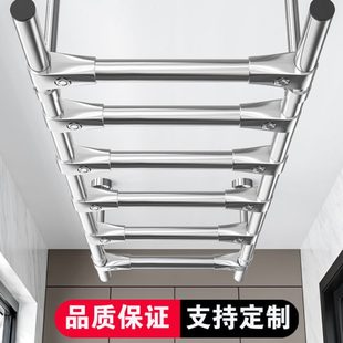 晾衣杆晾衣架阳台式 30不锈钢晒衣杆顶装 4双杆挂衣杆加厚固定室内