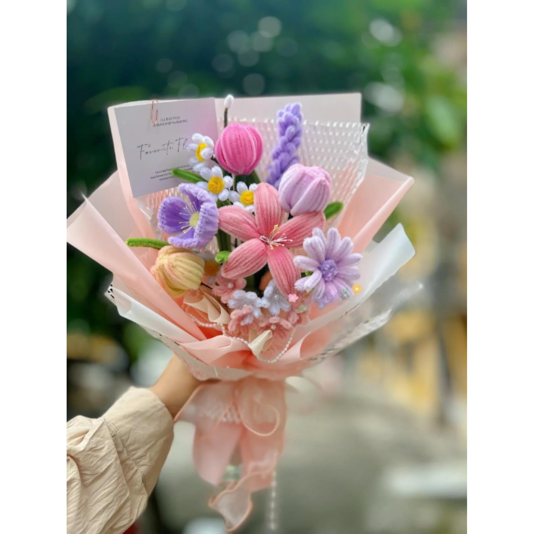 情人节手工自制扭扭棒郁金香花束diy材料包创意礼物送女友仿真花