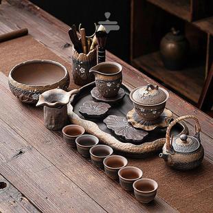 茶具套装 粗陶手工设计款 古早烧鎏金铁釉办公室家用功夫茶具套组