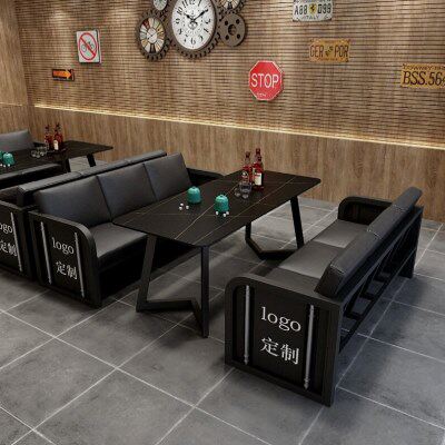 工业风铁艺桌椅组合酒吧清吧卡座U型沙发烧烤店咖啡厅餐吧集装箱