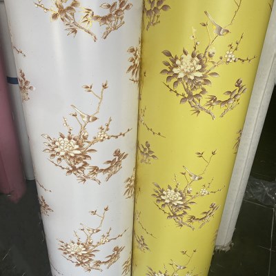 烫金小鸟花PVc羊皮纸灯罩材料新中式灯笼贴纸花格镂空透光背景墙