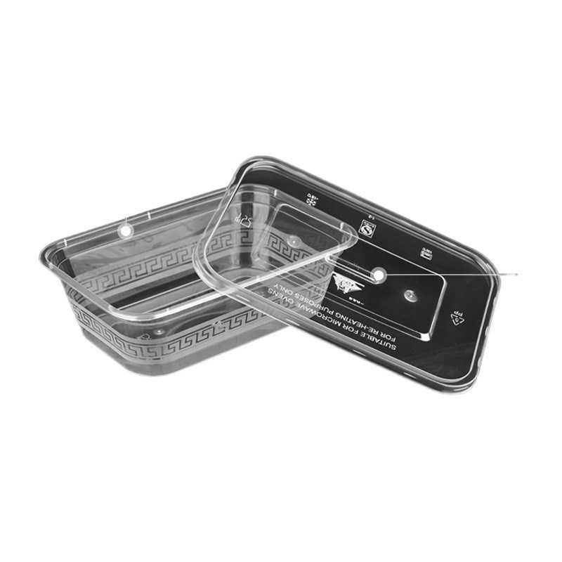 外卖打包盒长方形650ML一次性餐盒塑料打包透S明饭盒快餐便当碗