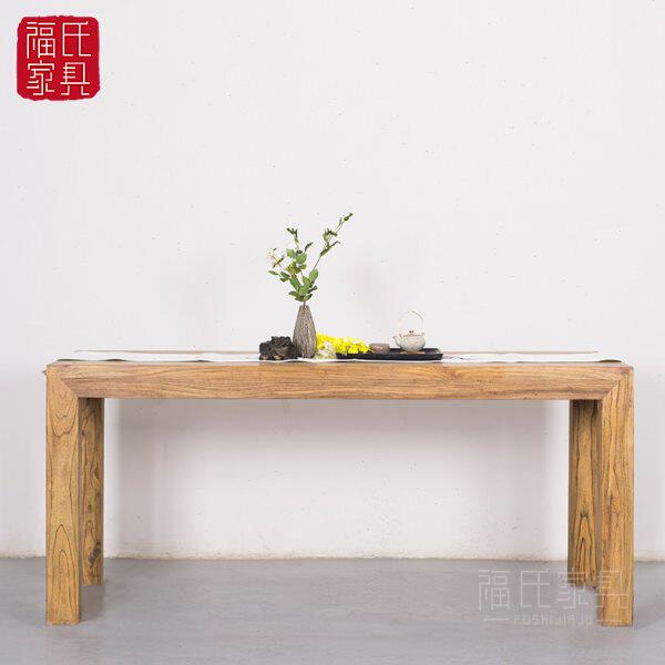 现代老榆木茶桌免漆客厅茶台实木茶几书桌新中式禅意风化餐桌