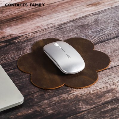 contacts family复古疯马皮鼠标垫创意花瓣形公小号鼠标垫现货