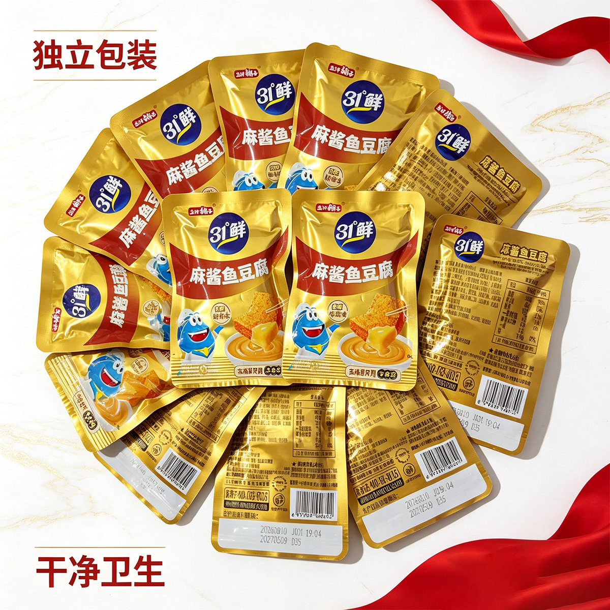 盐津铺子六必居麻酱鱼豆腐豆干豆制品31度鲜卤豆腐干麻酱豆腐零食