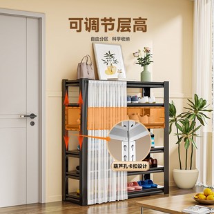 架钢制家用门口落地多层置物架铁艺简易收纳架玄关入户门后鞋 鞋 柜