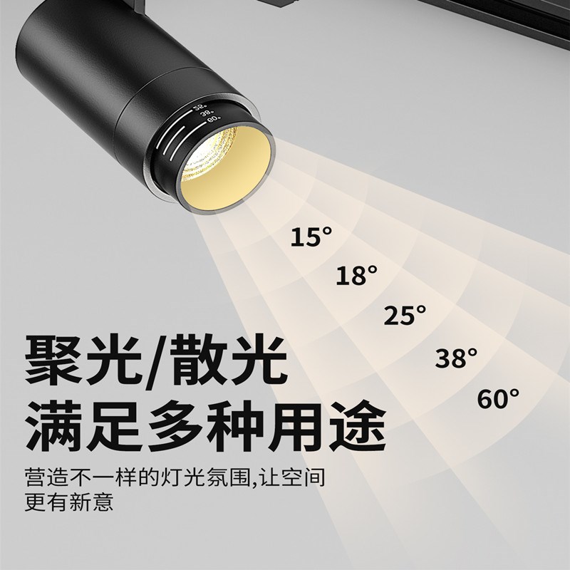 变焦射灯led可调焦明装筒灯客厅家用走廊过道吸顶式免开孔洗墙灯