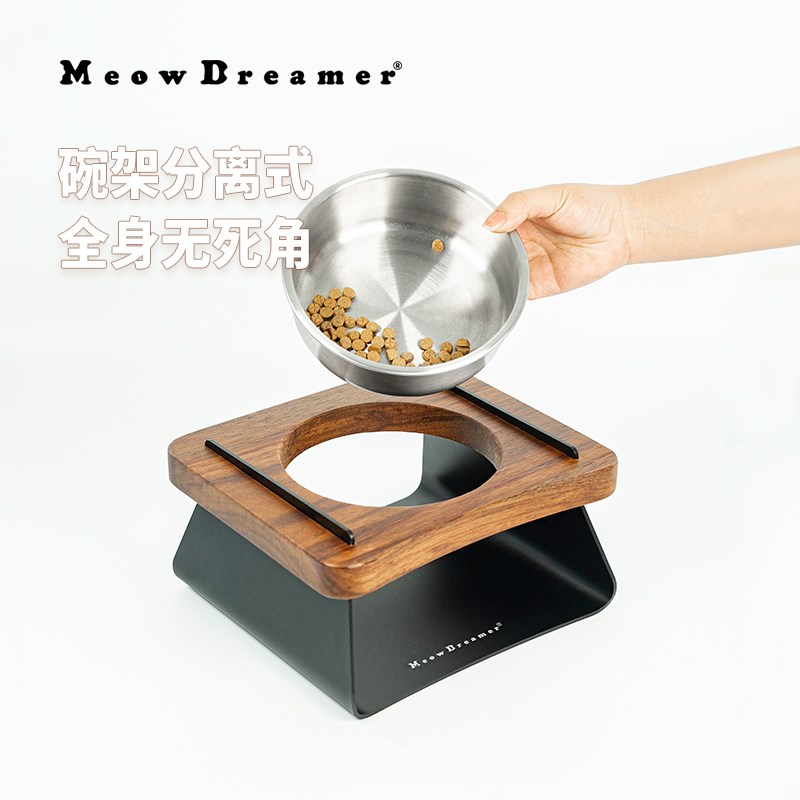 喵趣梦想家Terra宠物猫碗大容量猫粮碗不锈钢防打翻猫食盆小饭桌