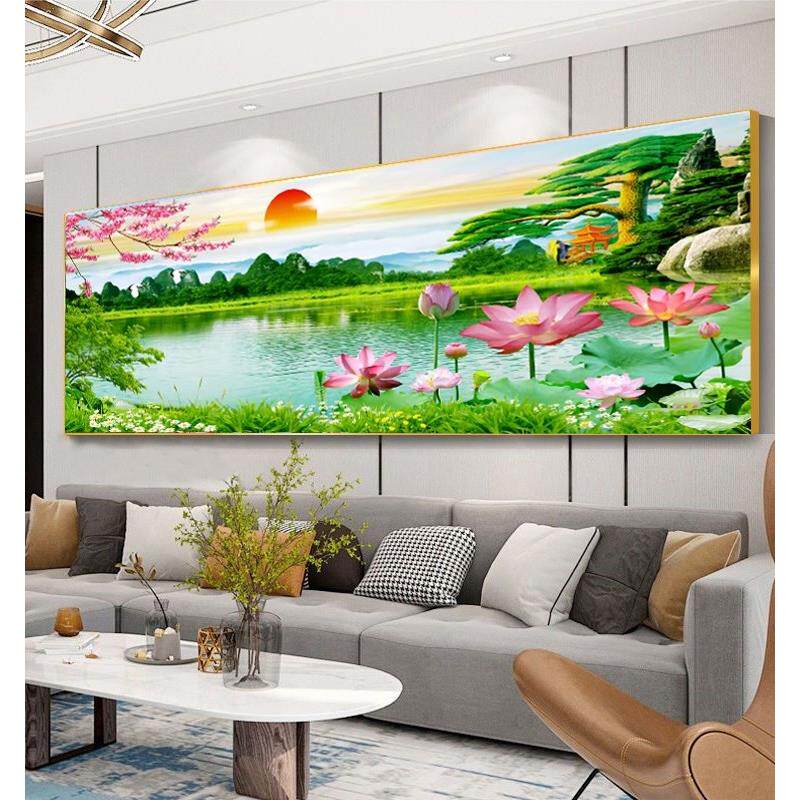 新中式山水画客厅装饰画国画沙发背景墙壁挂画高山流水单幅书房画