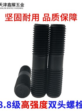 8.8级高强度黑色双头螺栓GB901-BM20M22M24*60-300mm国标螺柱螺丝