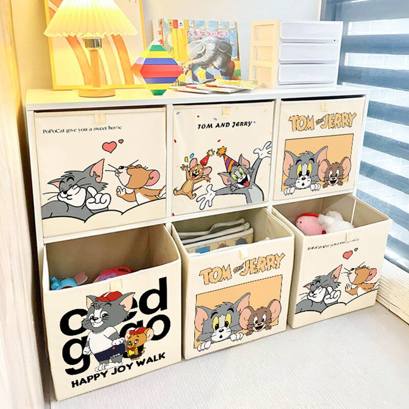 快乐猫鼠可爱玩具收纳箱布艺杂物收纳盒可折叠柜子整理箱储物筐