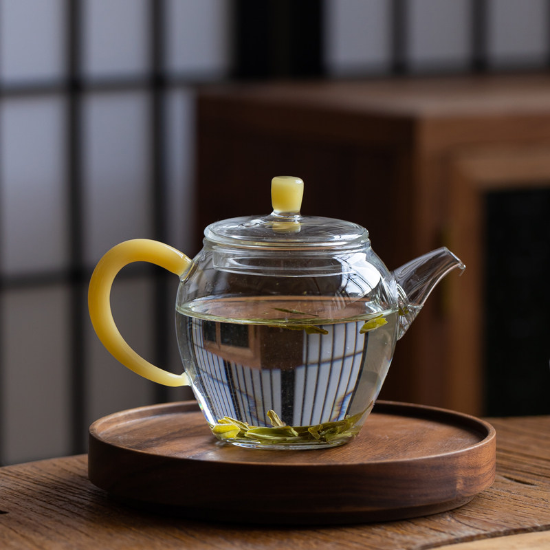 耐高温玻璃泡茶壶小茶壶滤网内置家用一人用单壶泡V茶器高硼硅茶