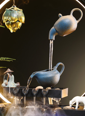 悬壶流水生财喷泉摆件水循环招财鱼缸桌面办公室开业乔迁新居礼品