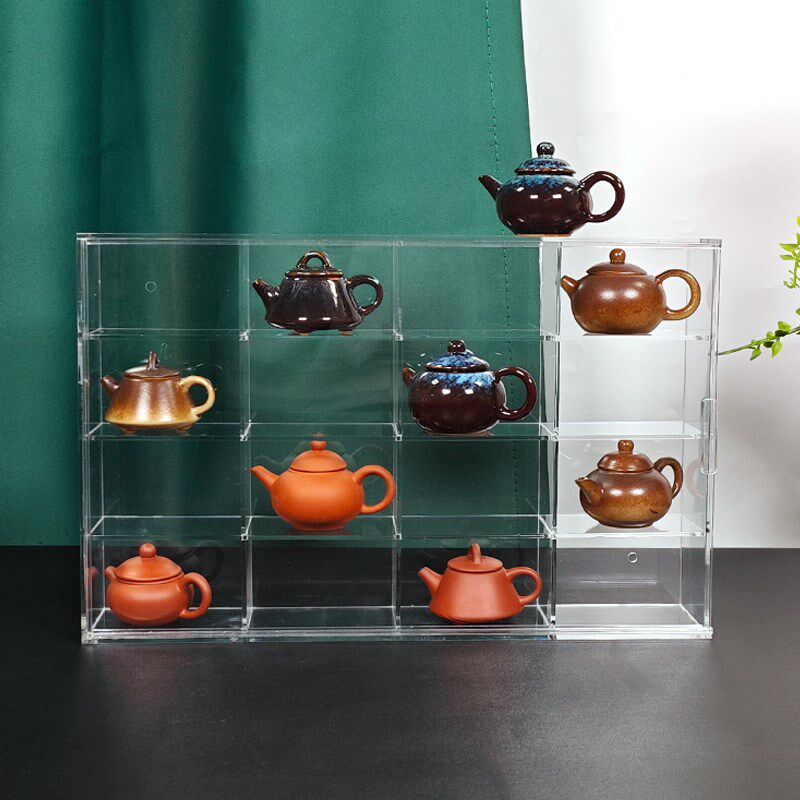 亚克力杯架透明多宝阁紫砂壶茶具展示柜水杯收纳盒格子置物架定制