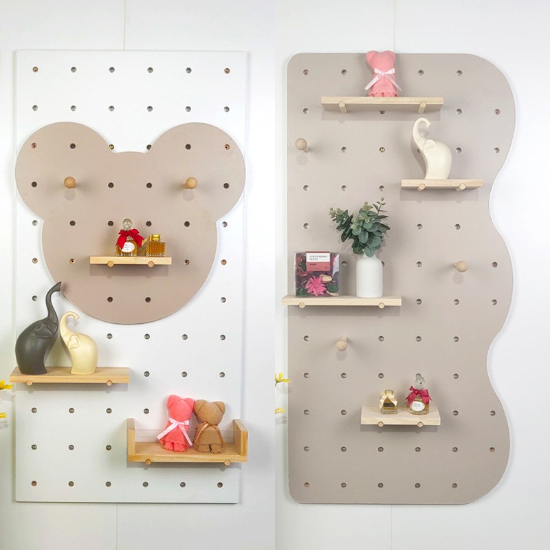 实木洞洞板玄关墙面置物架墙上挂板入户隔板收纳架墙壁展示架