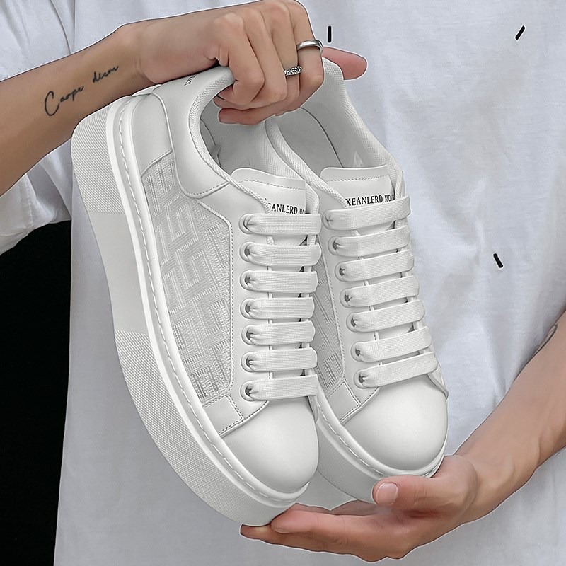 特大码男鞋45夏季透气镂空网面鞋46脚宽加肥小白鞋47运动休闲板鞋