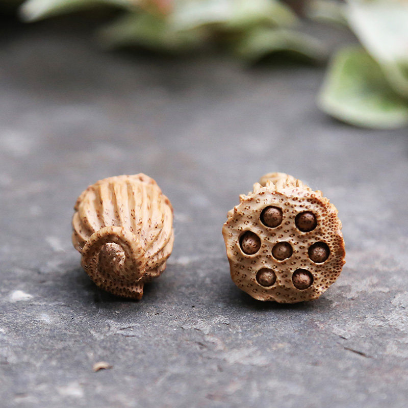 竹茗堂 竹根雕竹雕莲蓬竹根把件B小莲蓬 收藏品扇坠挂坠把玩件摆