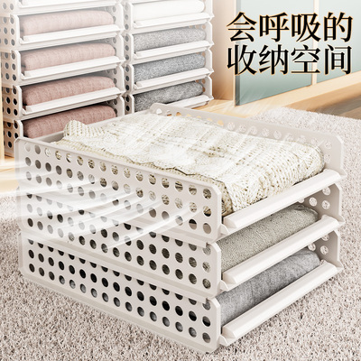 宿舍柜子衣柜分层收纳架子衣橱隔板可移动置物架整理收.纳神器塑