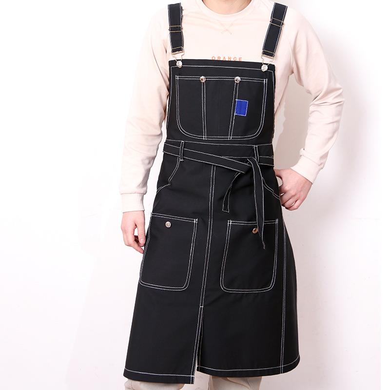 奶茶店围裙帆布印字logo男女咖啡厅烘焙工作服美发理发师餐厅工装