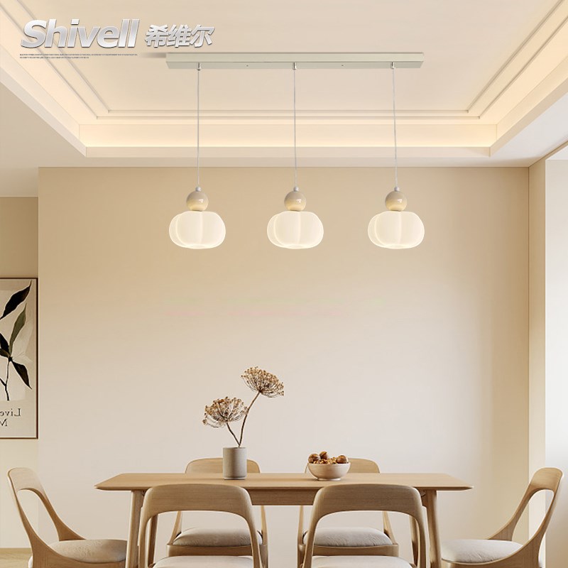 餐厅灯吊灯奶油南瓜吧台灯现代简约云朵三头饭厅灯棉花卧室床头灯