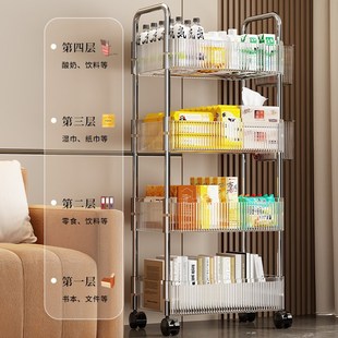小推车置物架客厅零食玩具收纳柜家用厨房卫生间多层移动储物架子