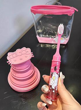 KT洗漱套装！折叠牙刷三件套软毛旅行装便携式儿童成人漱口杯新款