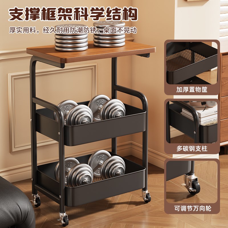 可移动茶几零食小推车中古风客厅沙发边几边桌迷你床头置物架桌子