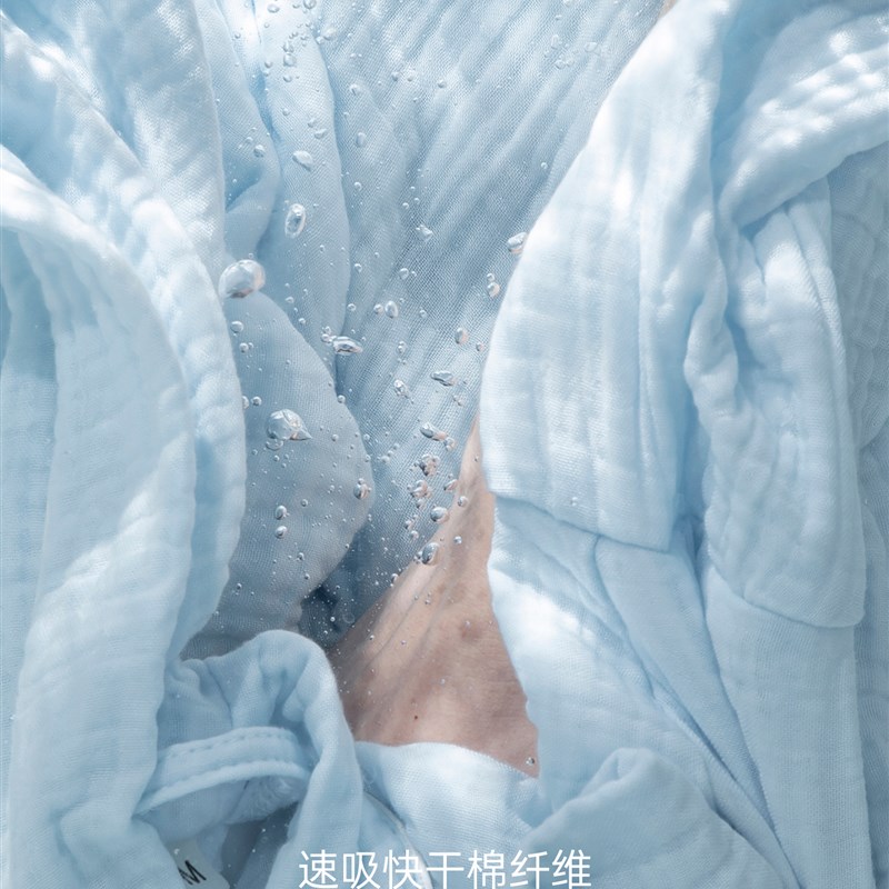 三利颜究所纱布浴袍女夏吸水洗完澡穿的浴衣全棉睡袍可穿浴巾