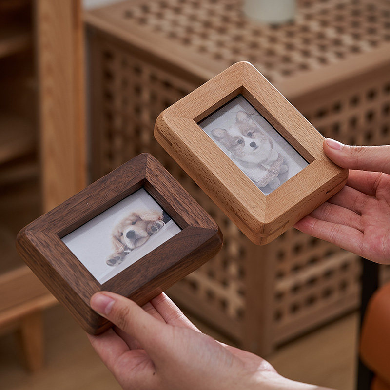 实木相框定制3寸2寸正方形迷你小摆台6高级感照片5寸打印加框4寸