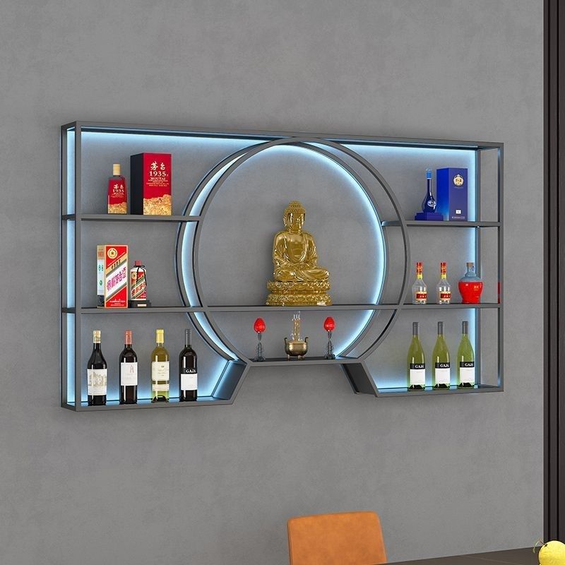 商用店铺壁挂酒架置物架新中式靠墙酒柜白红酒架餐厅酒水饮料展示