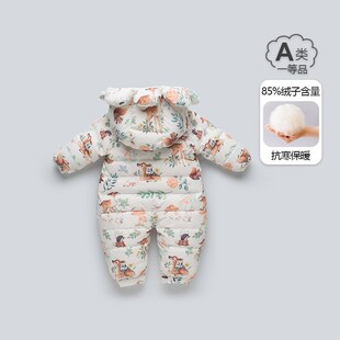 婴儿羽绒服冬装女宝宝羽绒连体衣婴幼儿加厚哈衣冬季公主外出服
