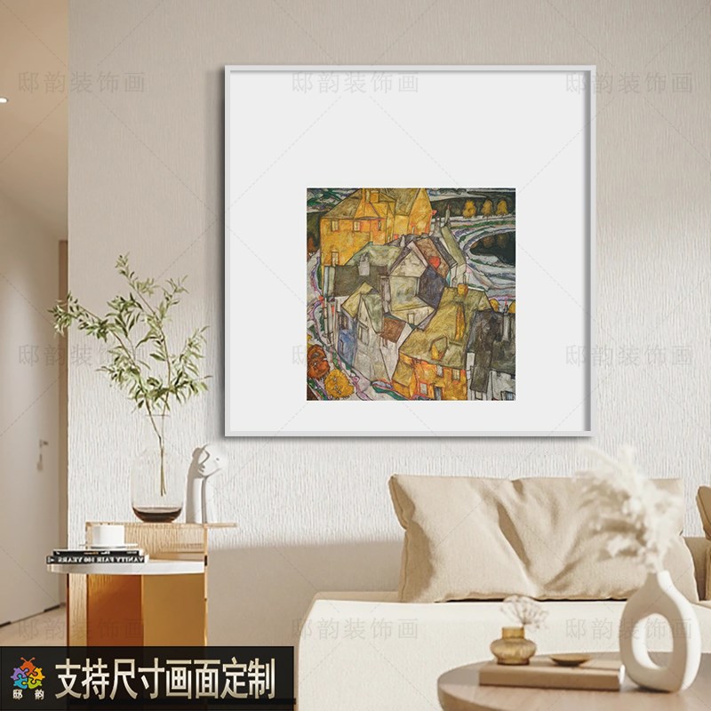 现代高级感正方形卧室挂画民宿客厅餐厅壁画奶油风酒店床头装饰画图片