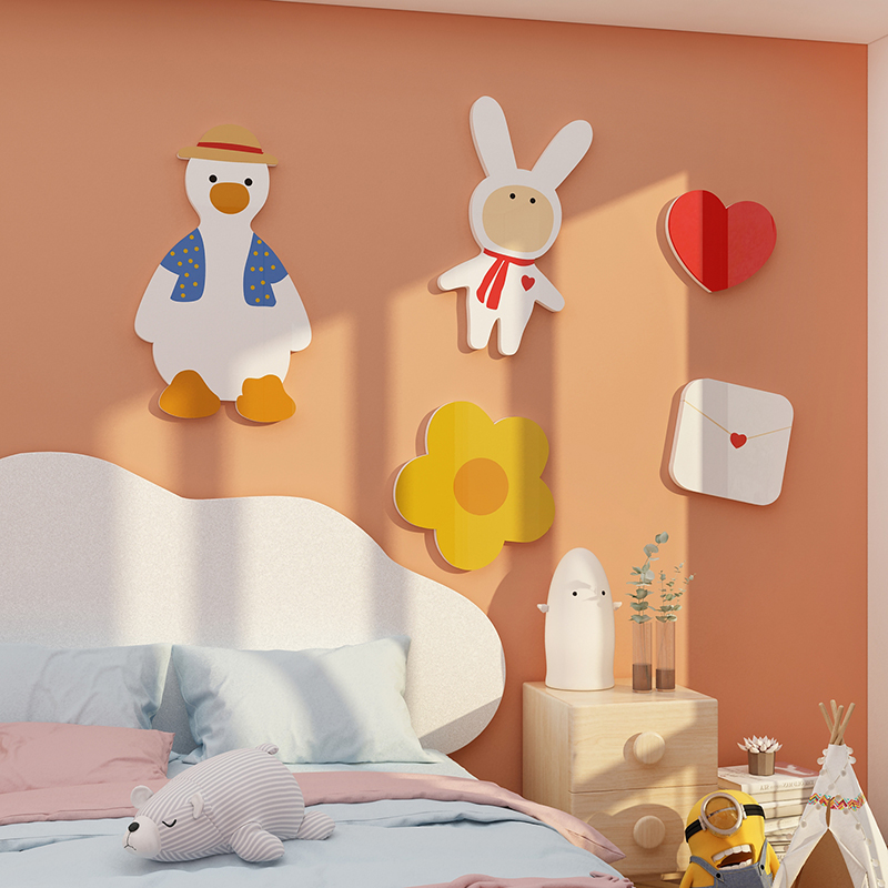 网红儿童房间布置墙面装饰品公主女孩卧室门床头背景镜子遮丑贴纸