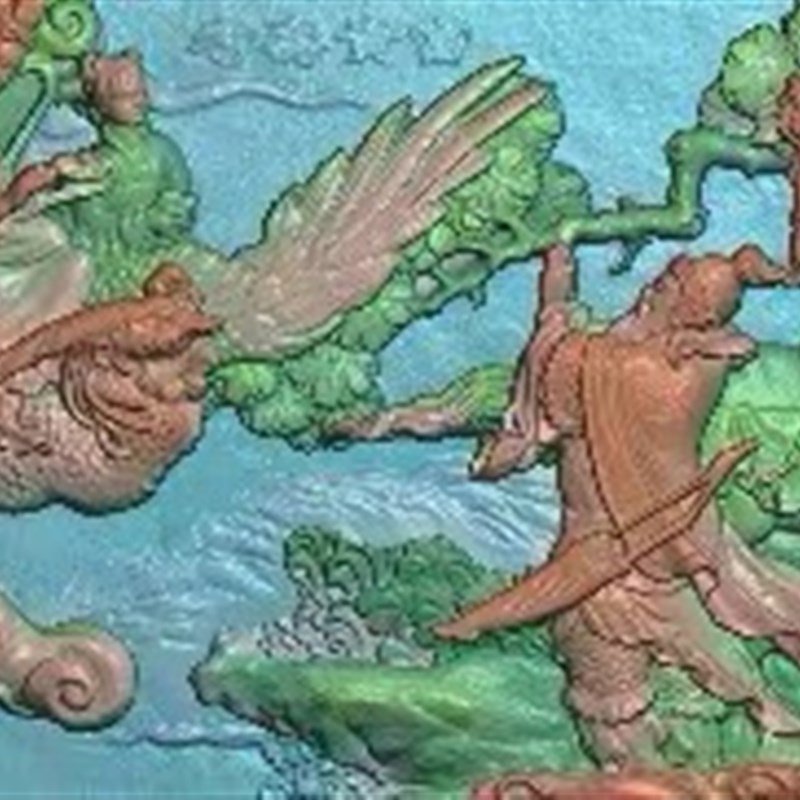 精雕图 凤凰武将人n物冬瓜梁 东阳木雕工艺品挂件古建构件装修