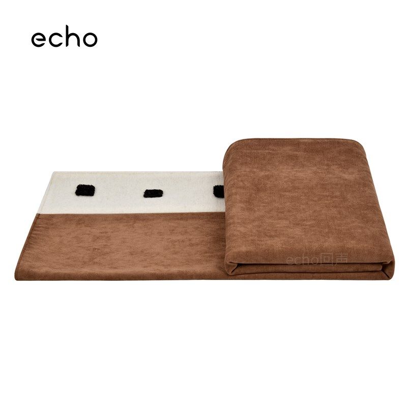 回声家居现代儿童房样板间售楼处黑白毛呢橙咖拼接搭毯床尾巾搭巾