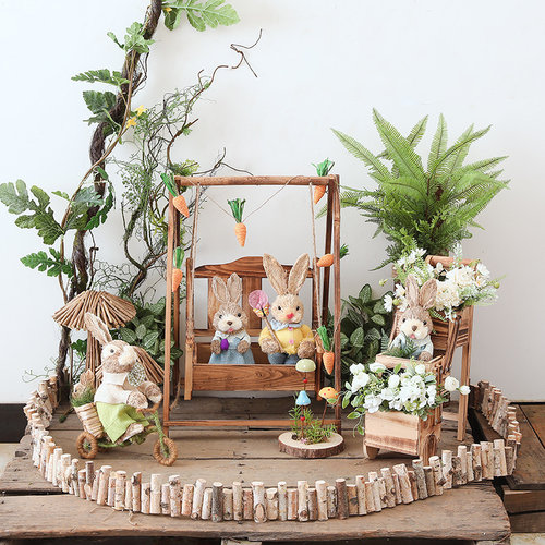 秋千花架空中吊饰幼儿园环创材料壁饰教室走廊装饰田园自然摆件