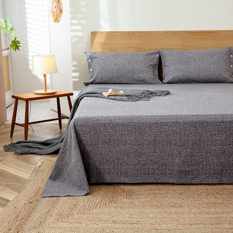 夏季全棉加厚磨毛床单单件纯棉单双人睡单宿舍纯色裸睡被单三件套