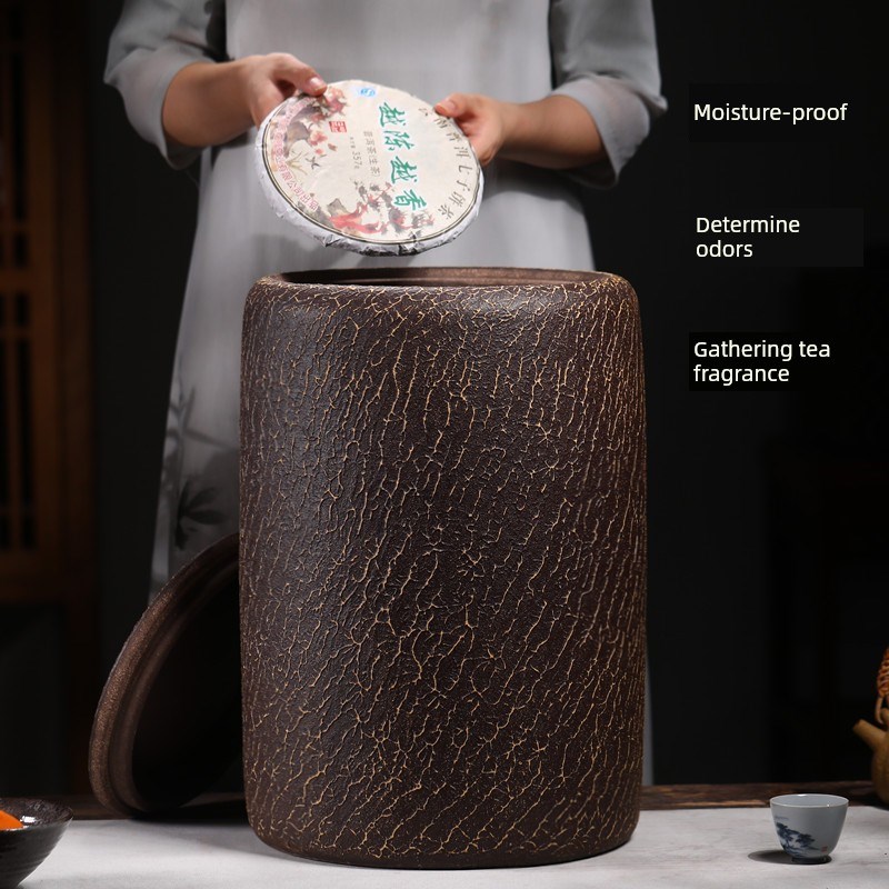 宜兴大号紫砂茶叶罐普洱密封茶缸特大码散茶存储茶饼紫砂陶罐米缸