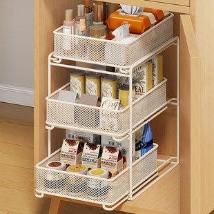 柜子分层架双层收纳置物架宿舍主机抽拉式柜内空间利用深柜零食架