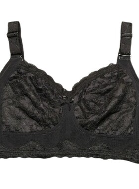 大胸显小薄款黑色胸罩内衣超薄杯文胸无钢圈无海绵全罩杯95F女性