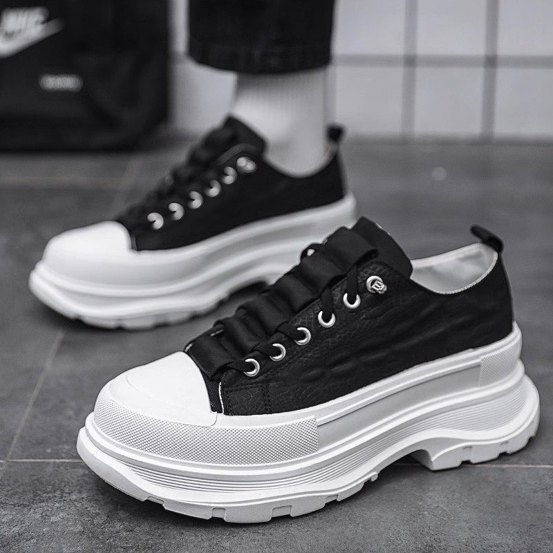 男鞋2024夏季新款潮流百搭厚底增高男士一脚蹬帆布松糕底老爹潮鞋,流行男鞋,老爹鞋,淘宝优惠券,粉丝福利购,淘宝优惠卷