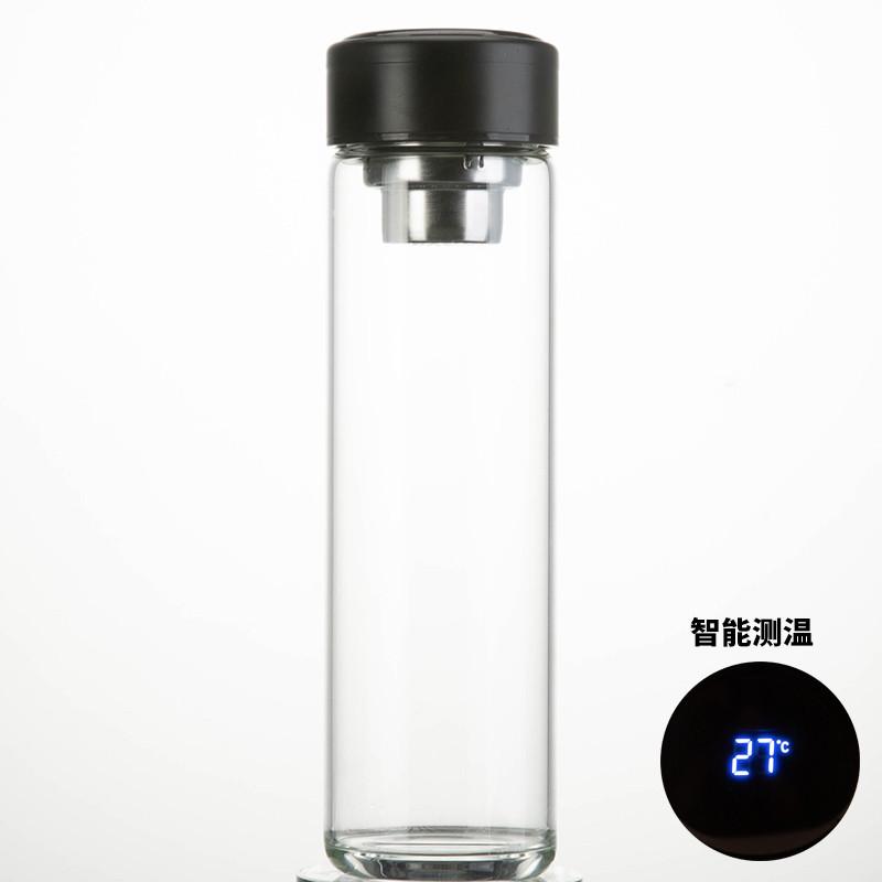 加厚子透明加长办公盖保温男女双层带茶杯水杯滤网玻璃杯刻字