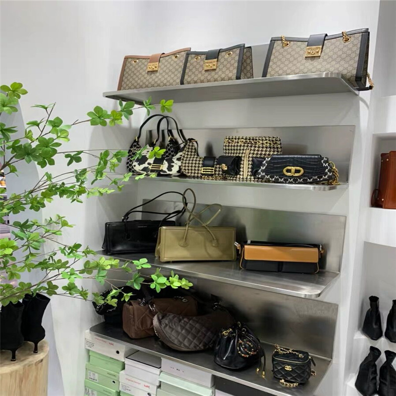 鞋店鞋架b展示架带灯商场店铺鞋子包包展示柜壁挂陈列架货架不锈