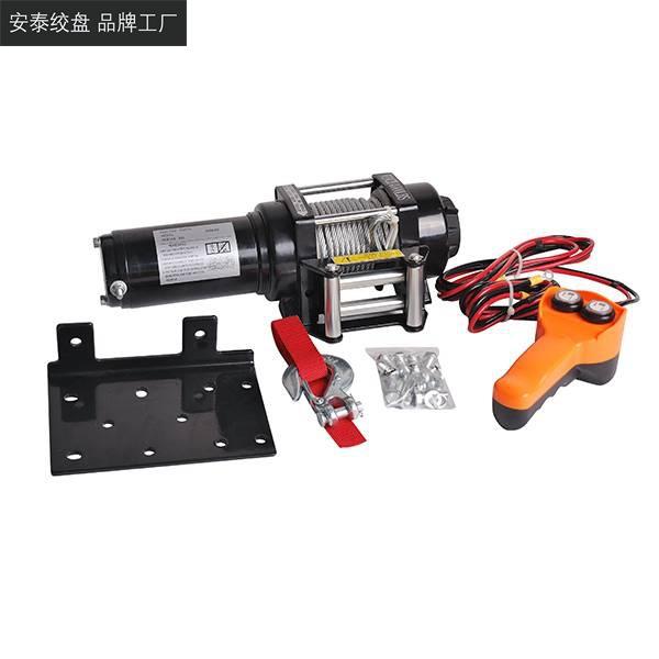 厂家直销12V/24V沙滩车4000磅电动绞盘沙滩车绞盘便携式绞盘