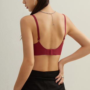 红色女士内衣小胸聚拢显大本命年无钢圈结婚礼物新娘文胸套装