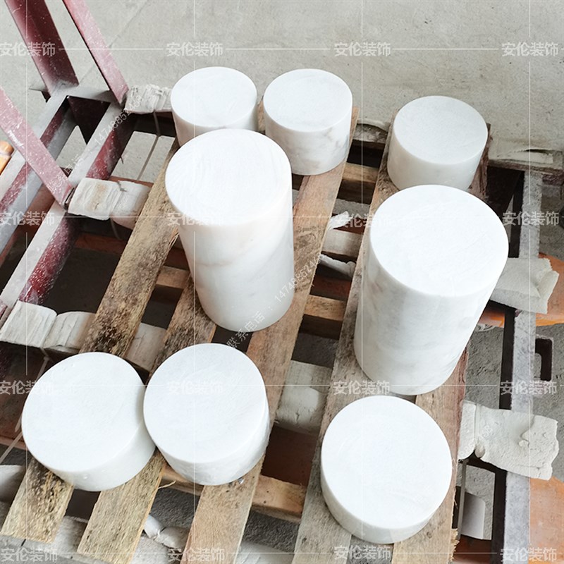 天然石材 圆柱摆件实心 装饰极简设计橱窗大理S石样版房 工艺品