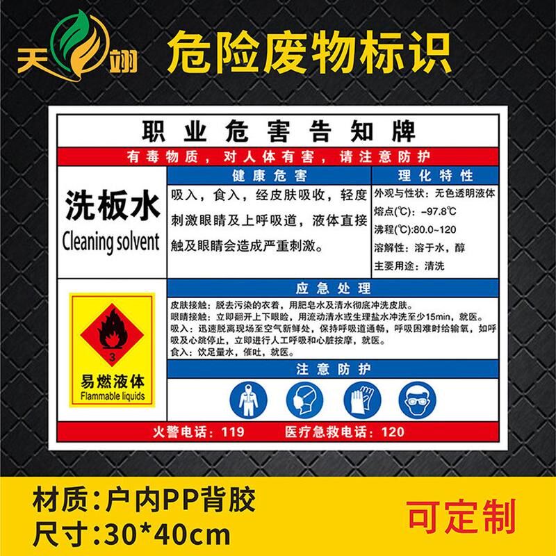 洗板水职业危害告知牌卡周知卡安全标I识牌标识贴警示警告标志牌