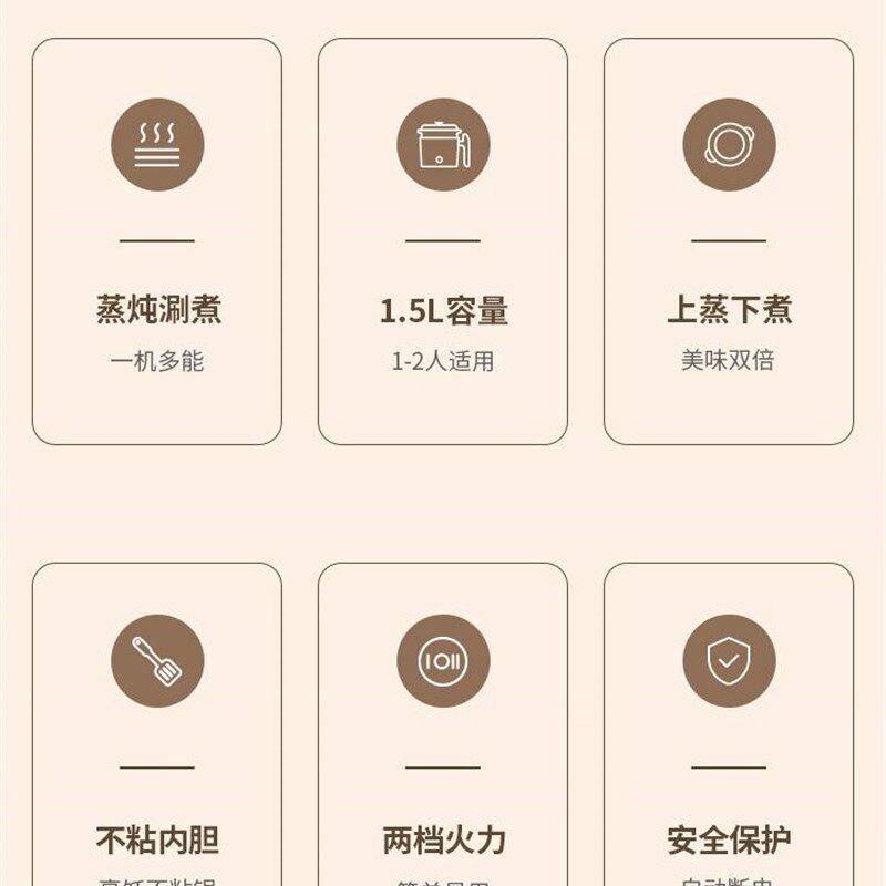 电煮锅多功能家用宿舍学生泡面炒菜煎蛋蒸笼一体锅小功率单人火锅