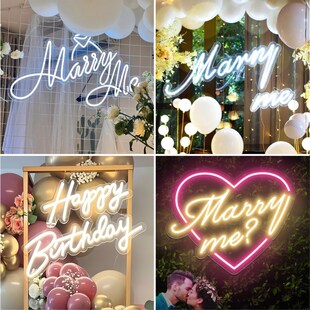 marryme求婚灯牌字母灯布置氛围道具订结婚礼生日快乐led发光字牌
