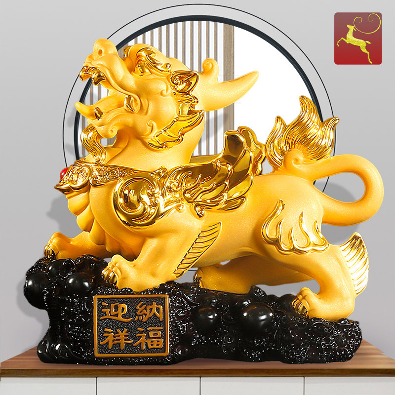 聚财貔貅摆件一对霸王皮丘领导办公室高档客N厅酒柜装饰品开业礼